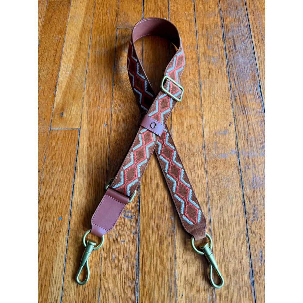 ORCIANI Embroidered Suede Leather Bag Strap